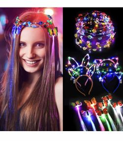 Kapmore LED Headband, 22 PCS Cute Light Up Christmas Hair Accessories Cute Creative Party Headband with Flash Braid for Girls Adult