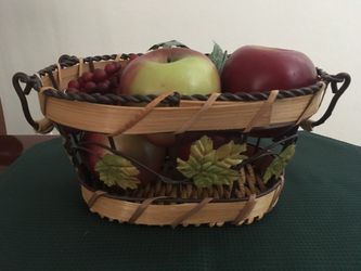 Decorative Basket With Faux Fruit 