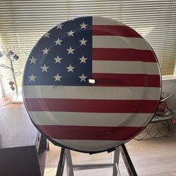 Boomerang - 32" American Flag Rigid JL Tire Cover - (Hard Plastic Face & Vinyl Band) for Jeep Wrangl
