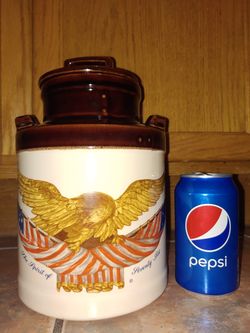 Carved wooden eagle canister/cookie jar