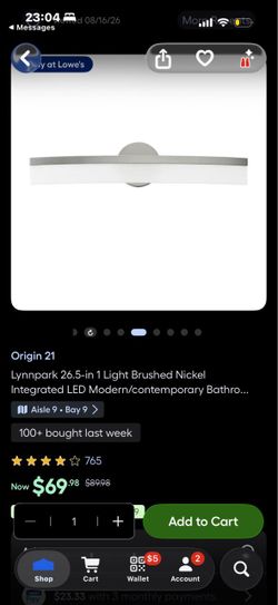 Origin 21 Lynnpark Brushed Nickel LED Vanity Light