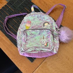 Cute, Small Multicolor, Flip Sequins Unicorn Backpack. See Pictures For More Details.