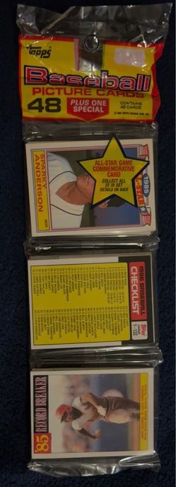 1985 Topps Baseball Unopened Rack Pack 49 Cards + Sparky Anderson All-Star