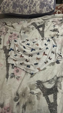 White Butterfly Print Bandeau Crop Top from faded rose