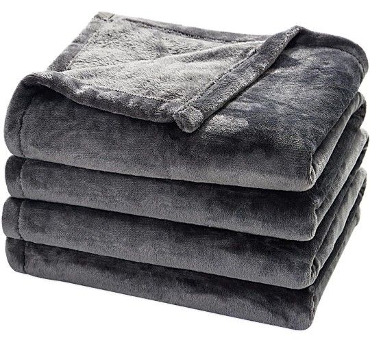 Fleece Throw Blanket, Queen (90"x90"), Dark Grey