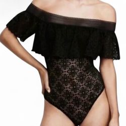 Victoria's Secret floral sheet off-the-shoulder lace bodysuit
