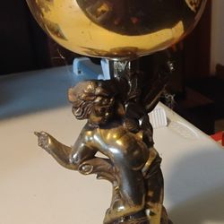 1960s Victorian Revival Brass Cupid Ashtray 10½"