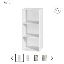 Hodedah Import White Wooden 36" 3 Shelf Bookcase