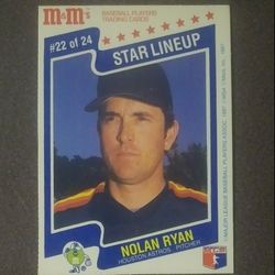 1987 M&M's Nolan Ryan Houston Astros #22 HOF Hall Of Fame Star Lineup Baseball Card Vintage Collectible Sports MLB