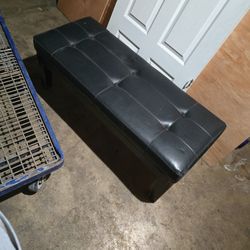 Leather Top Wood Frame Bench