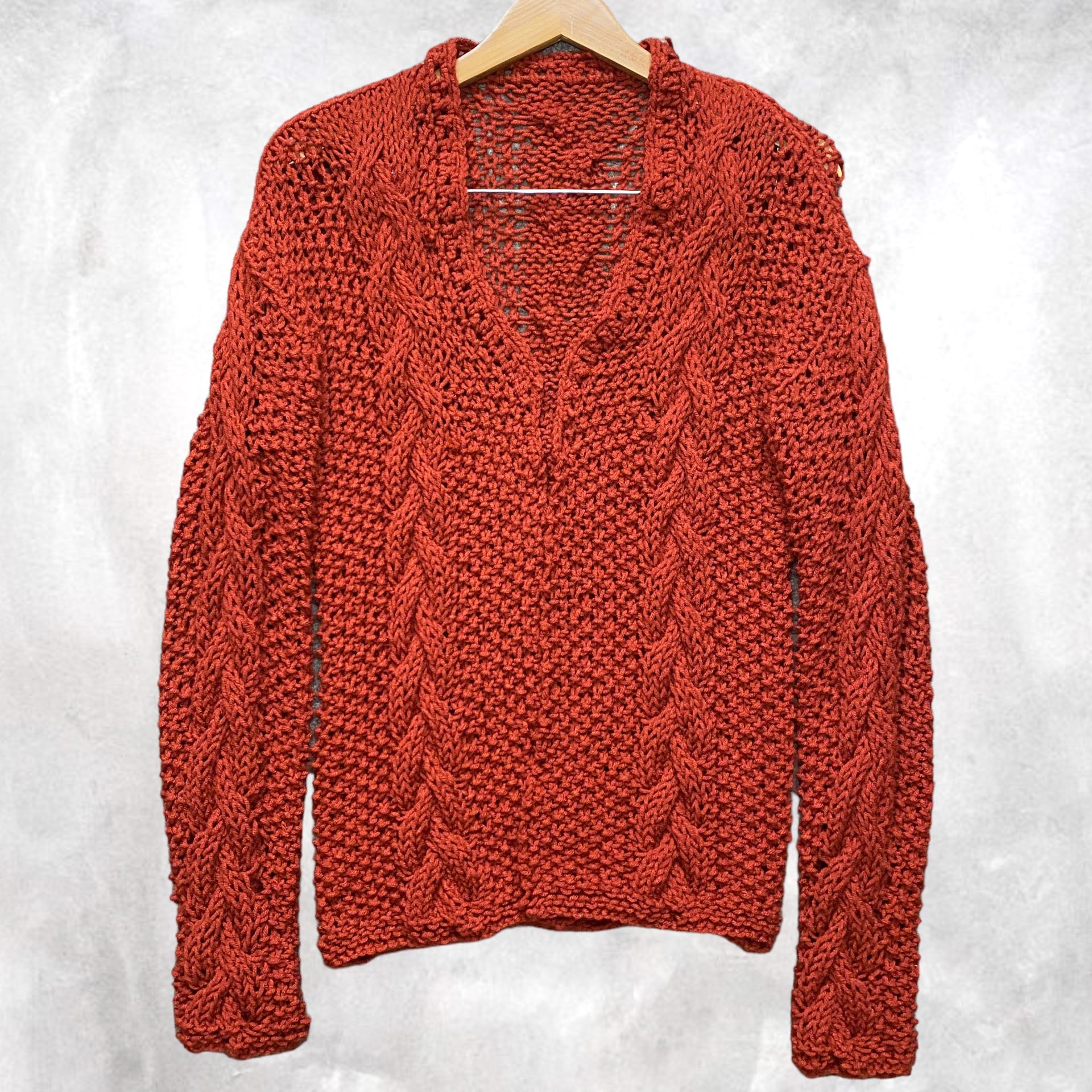 Loose Web Knit Cardigan Japanese Handmade Size Small Medium