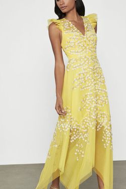 Bcbg V Neck Yellow Dress Size 0