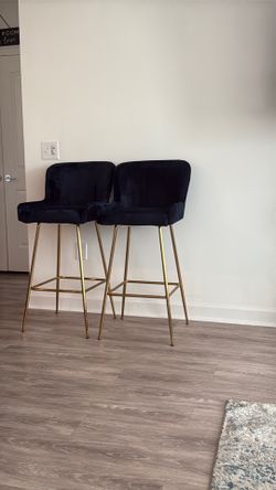 Blue velvet bar stools