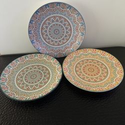 Vancasso Salad Plates Set Of 3 Different Colors 8 1/4 Inches Wide