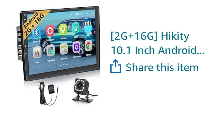 10.1 Inch Android Car Stereodouble Din Bluetooth. With Back Up Camera