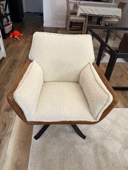 Boucle Accent Chair with Leather Frame