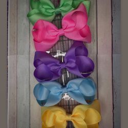 Colorful Grosgrain Bow Headbands – 5-Pack Set