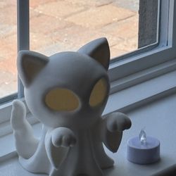 Halloween tea light Ghost cat 