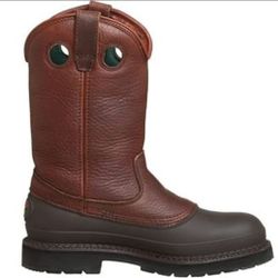 NEW Size 7.5 Georgia Men Pull-on Mud Dog SOFT Toe Work Boot Comfort Core