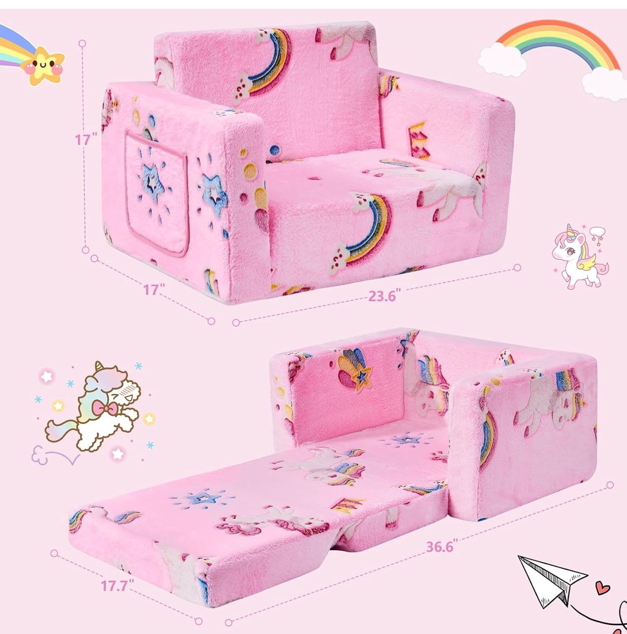 Toddler Couch,Toddler Chair,Kids Chair 2-in-1 Baby