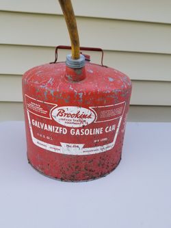 Vintage Brookins red galvanized gas can