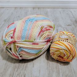 Yarn Lot Bundle Lily Sugar 'n Cream Cotton Creamsicle + Pastel Multi Skein 295g