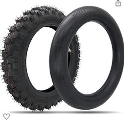 2.5-10" Off-Road Tire and Inner Tube Set, Dirt Bike Tire with 10- Inch Rim and 2.5/2.75-10 Dirt Bike Inner Tube Replacement, Compatible with Honda CRF
