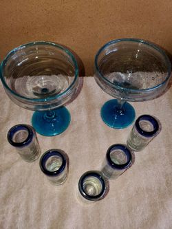 Set of Mexican Collectible Hand Blown Glasses and many more items posted here