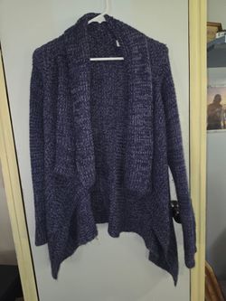 Purple Knit Open-Front Cardigan Sweater Size L