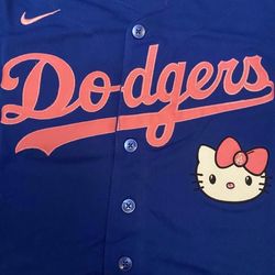$40 Youth Only White And Blue Hello Kitty Shohei Ohtani Los Angeles Dodgers Jersey