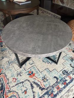 Round coffee table-faux concrete