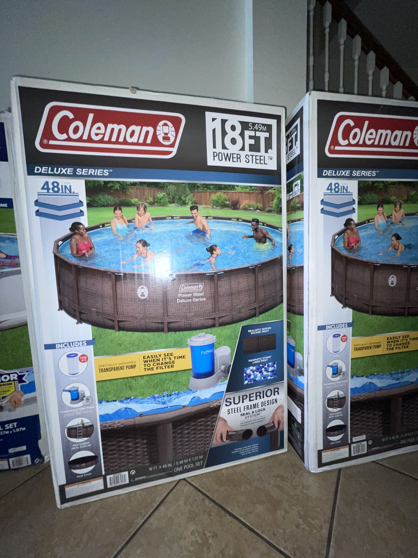 Coleman 18x48 Power Steel Pool Metal swimming pool with filter, pump, ladder and cover - In Hand!!!