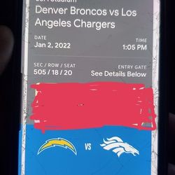 2 BRONCOS CHARGERS TICKETS 150 FOR BOTH SUN JAN 2