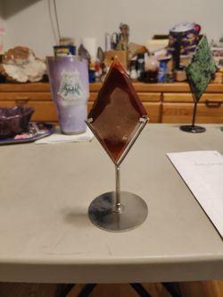 Carnelian Agate Crystal Diamond with Stand