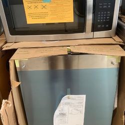 GE dishwasher and microwave stainless steel combo brand new 