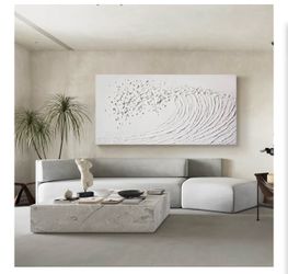 White Ocean Waves Painting Textured Wall Art