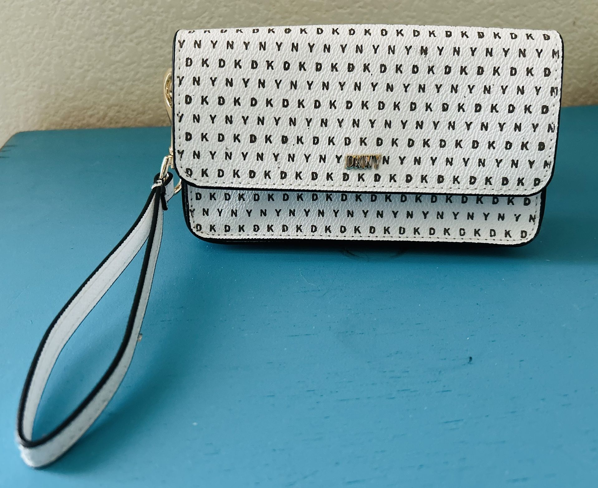 DKNY Belt Waist Bag Fanny White Faux Leather Wristlet