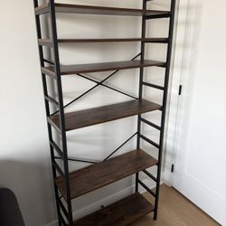 6-Tier Industrial Bookshelf – Wood & Metal Etagere Bookcase