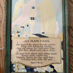 Vintage Framed “Jes' Plain Folks" by Margaret Bronso Art Deco