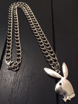 Designer Stainless Steel Curb Chain Necklace with Playboy Bunny Pendant