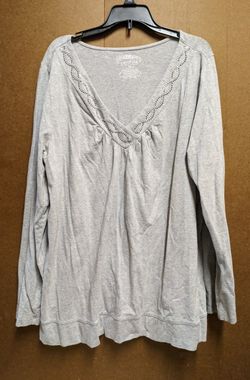 Venezia Gray Vneck Long Sleeve Top Size 18/20