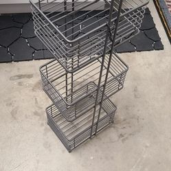 3-Tier Grey Metal Wire Storage Stand