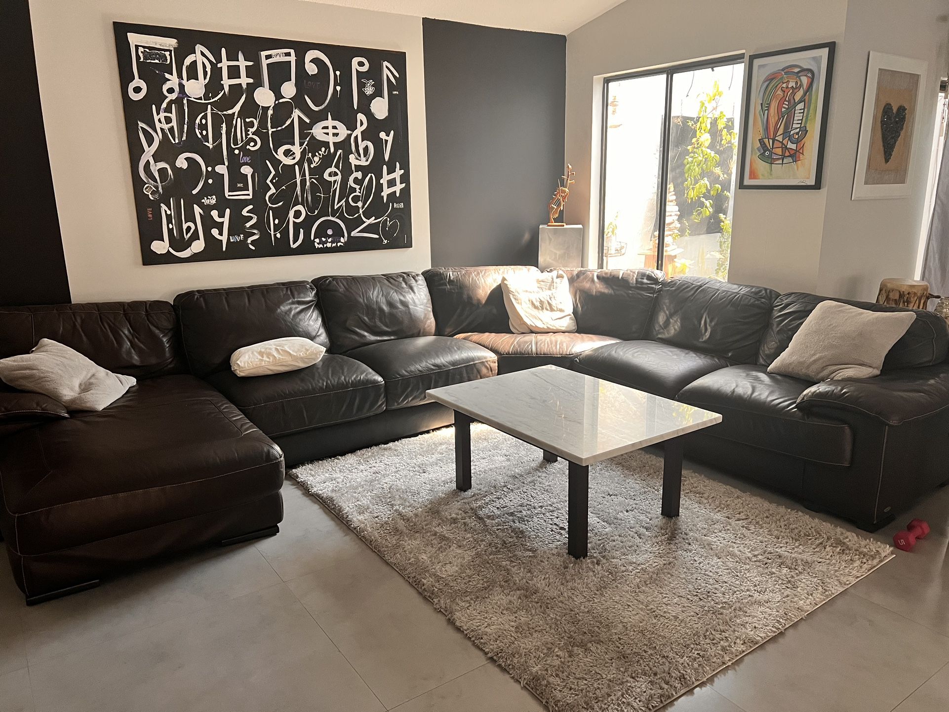 Brown Leather Sectional Couch