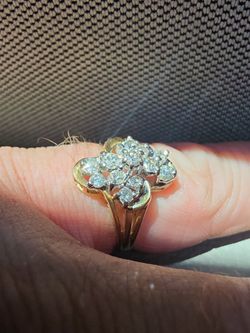 Vintage 14K Yellow Gold Diamond Swirl Cluster Ring