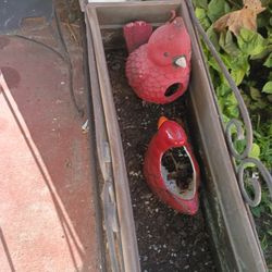 Cardinal Birdhouse And Flower Pot