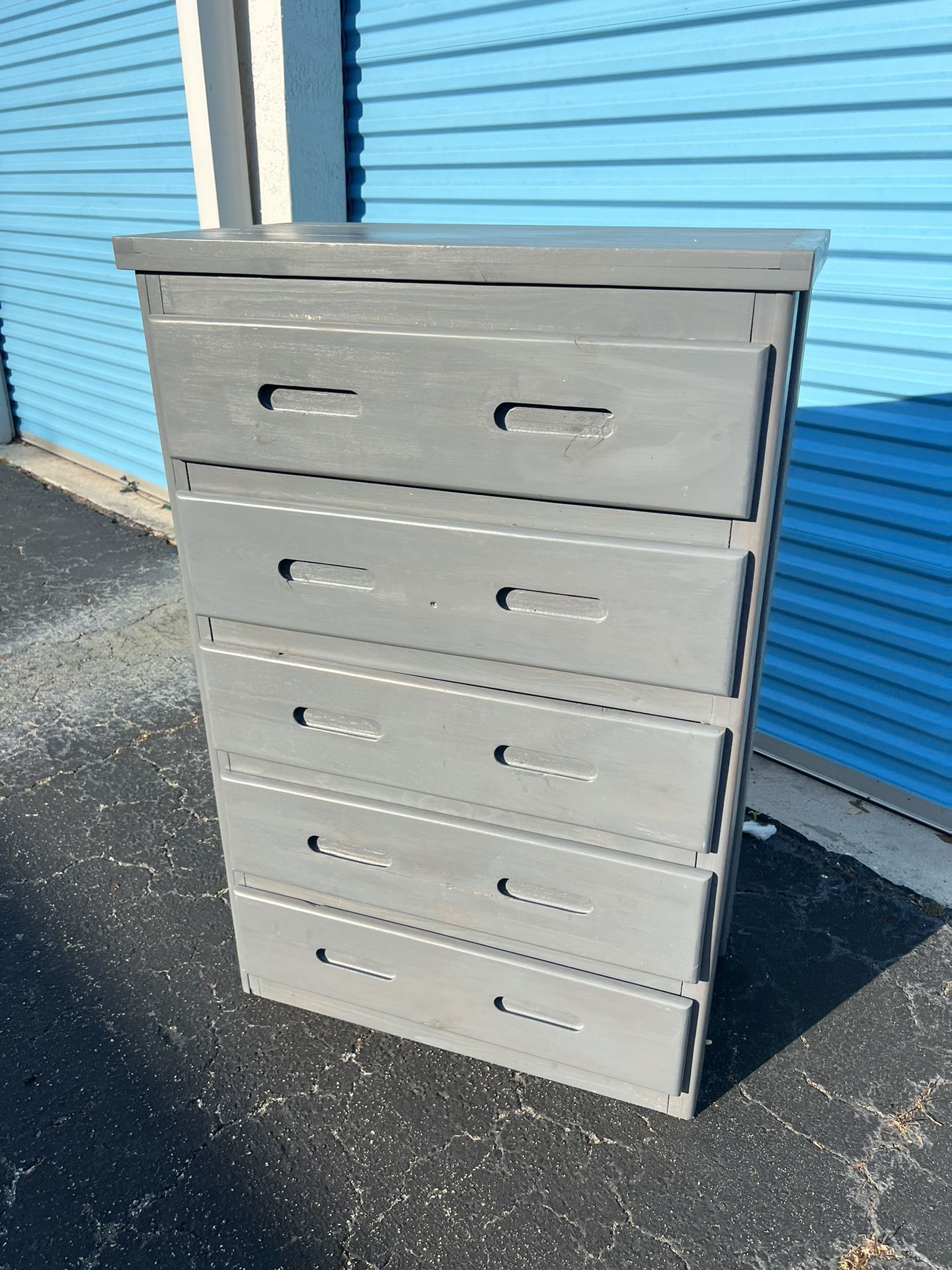 Delivery Available! Grey Rustic Solid Wooden Bedroom Dresser Bureau Tall Boy Storage Chest! The bottom two drawers fall when pulled too far. Drawers a