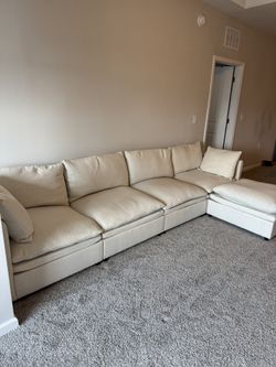 4 Seat L Shaped Couch with Ottoman Modular Sectional Sofas for Apartment