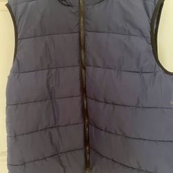 NWOT Zara Men Dark Navy Puffer Vest With Drawstring Hood, L