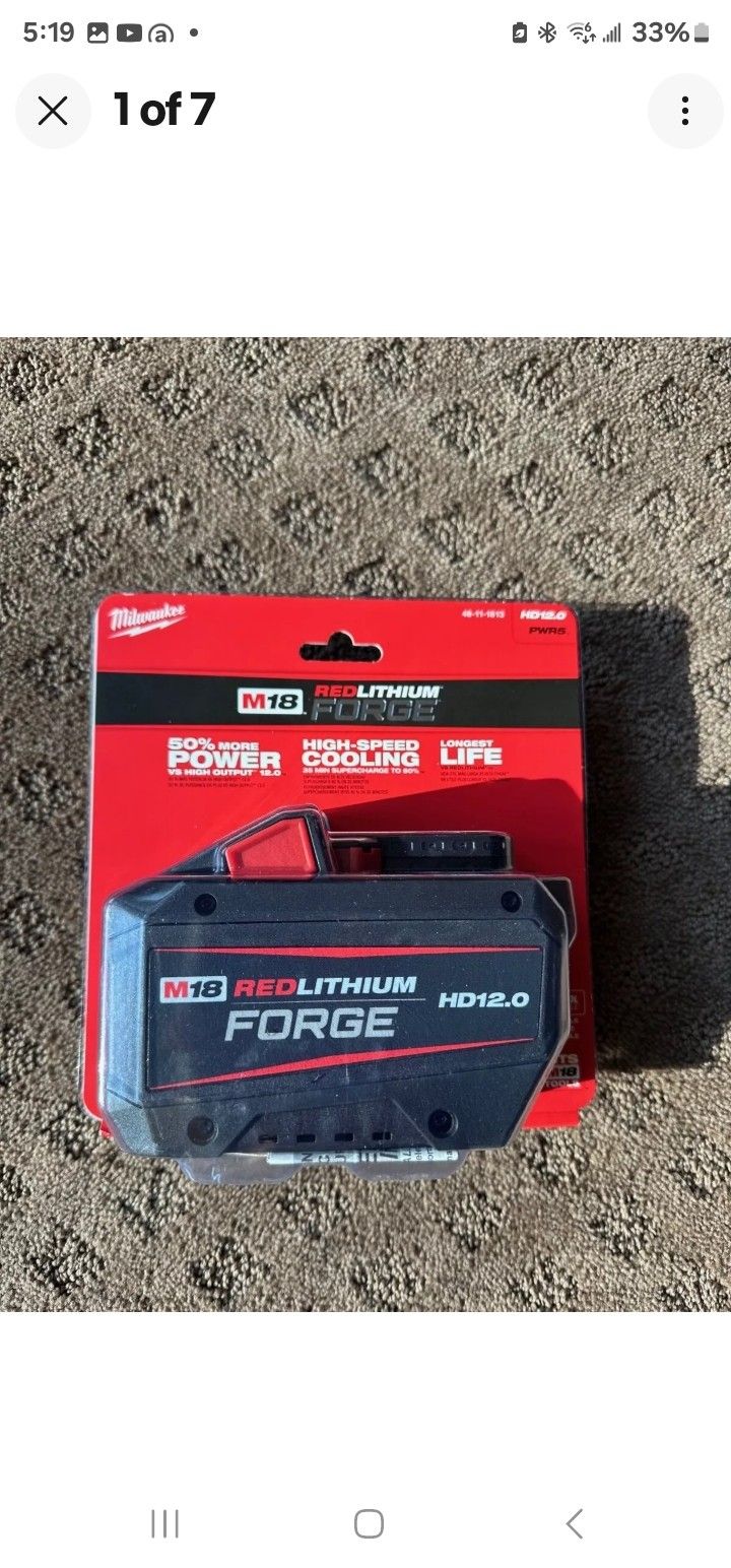 Brand New Milwaukee 48-11-1813 M18 REDLITHIUM FORGE 18V HD12.0 Ah Battery Pack