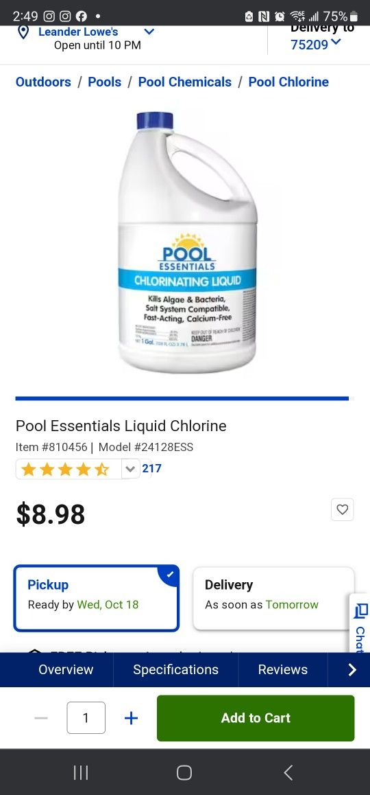 Pool Shock $3.50
